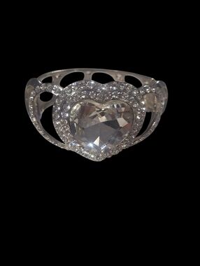 Silver-Tone Heart Crystal Bracelet